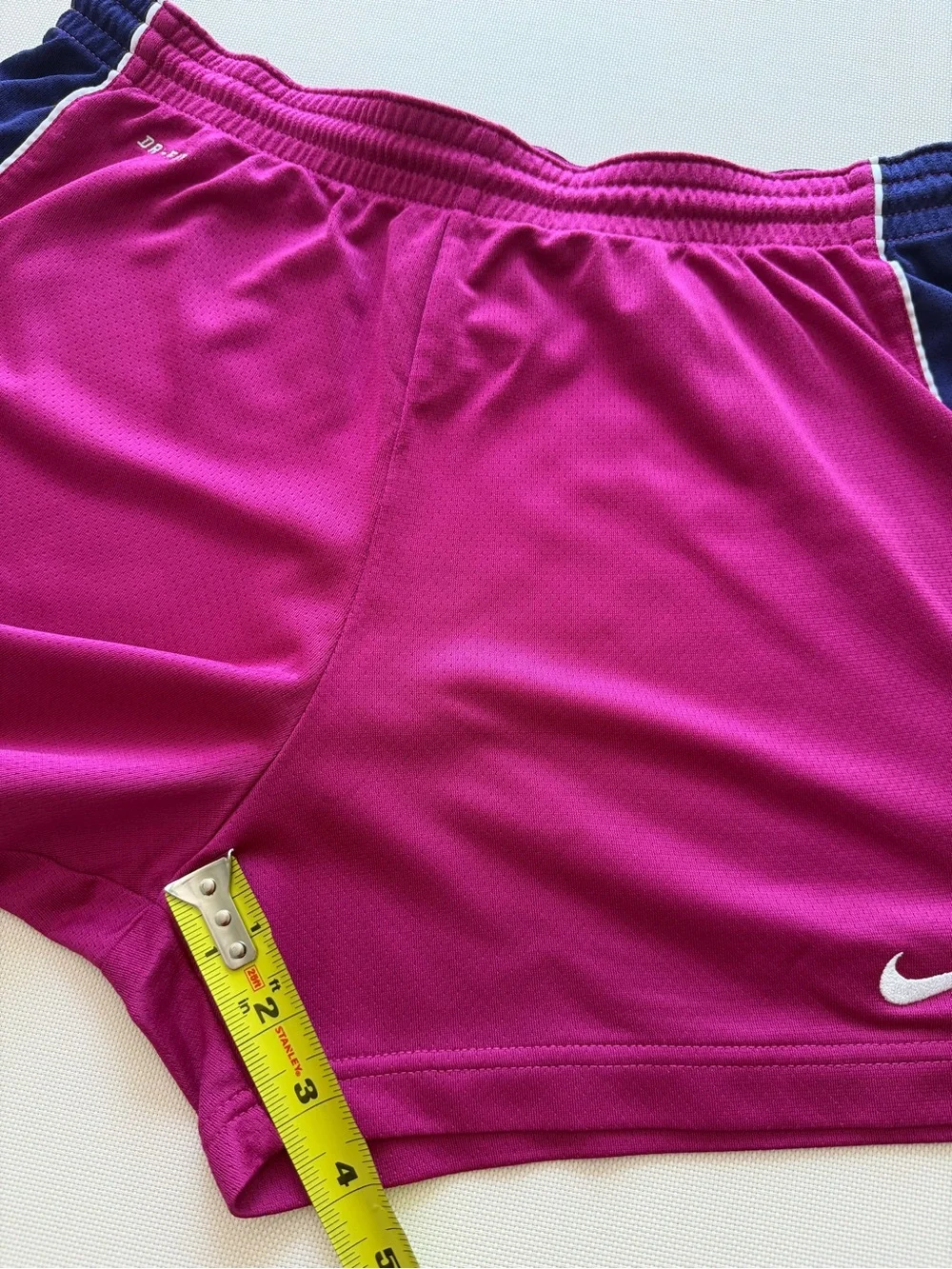 Nike Dri-Fit Women's Magenta Athletic Shorts with Navy Side Panels M